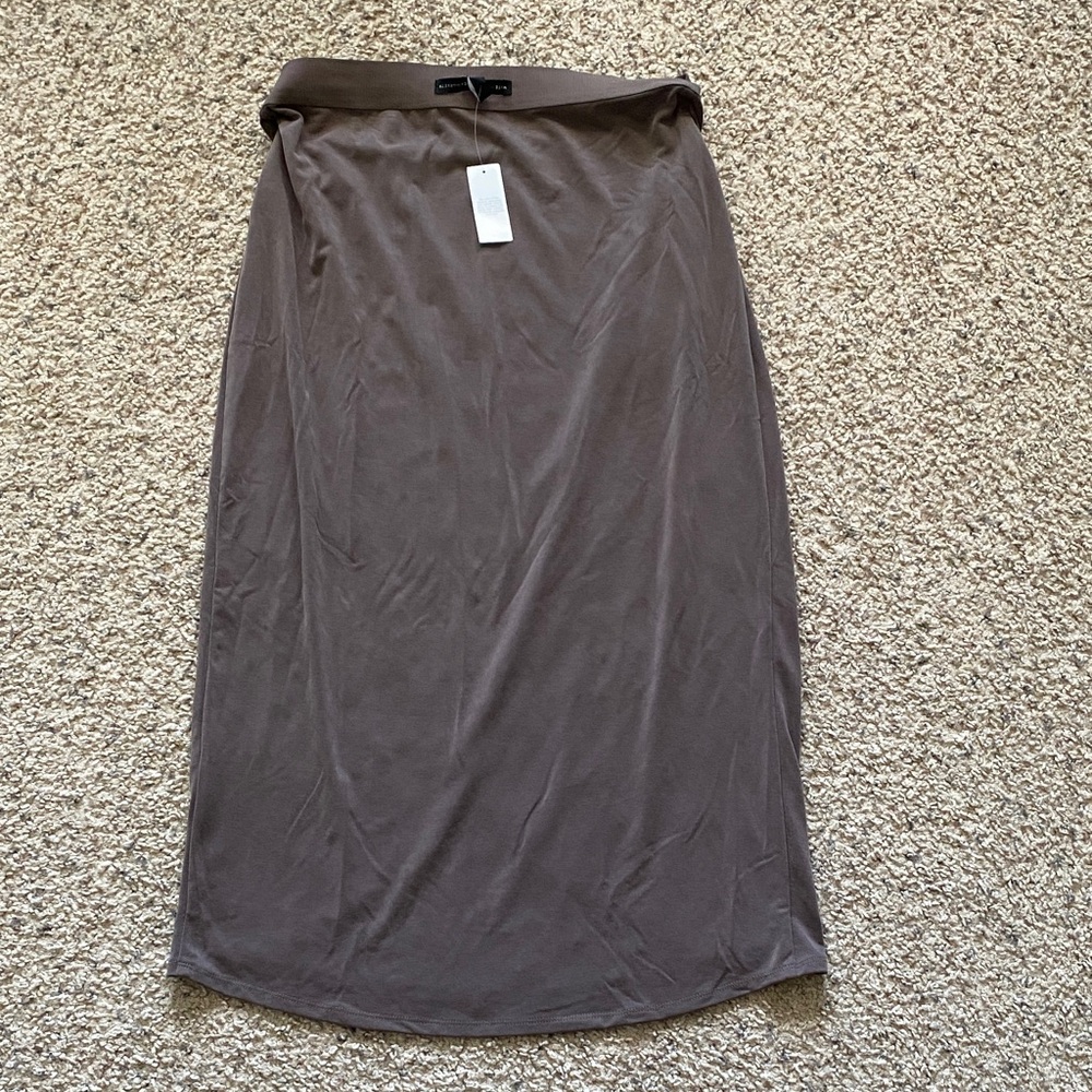 White House Black Market Washed Espresso Colored Wrap Skirt (NWT) - Picture 5 of 8